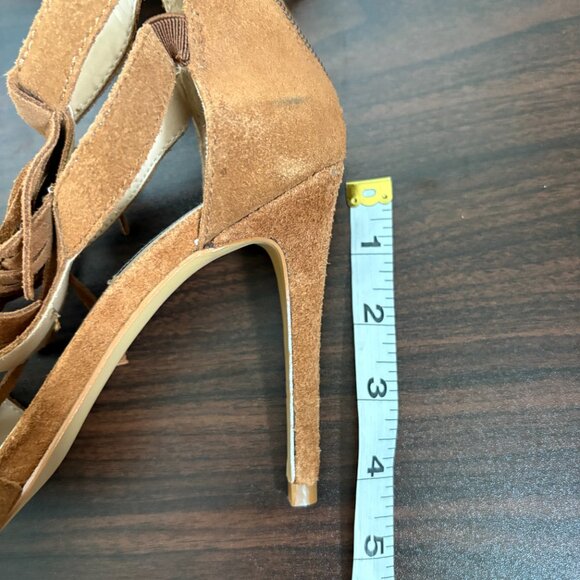 STEVE MADDEN Women's Brijett Brown Suede Leather High Heels Sandals Size 7 - Picture 7 of 8